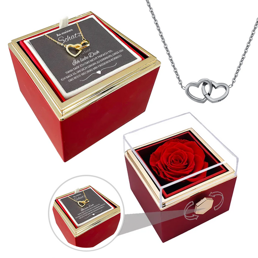 Gravierte Herzkette - Mit echter Rose - An meinen Schatz