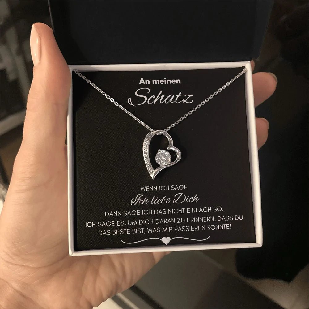 14k Weißgold Liebes-Halskette - An meinen Schatz - paviyo