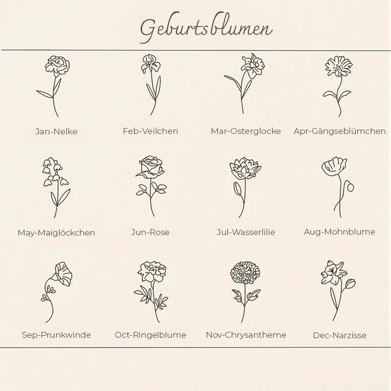 Personalisierte Namenshalskette mit Geburtsblume - paviyo