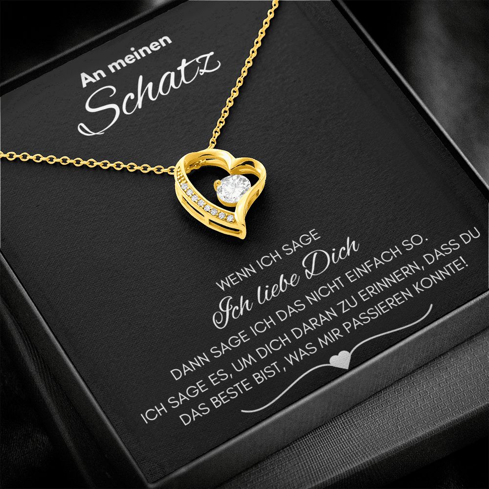 14k Weißgold Liebes-Halskette - An meinen Schatz - paviyo