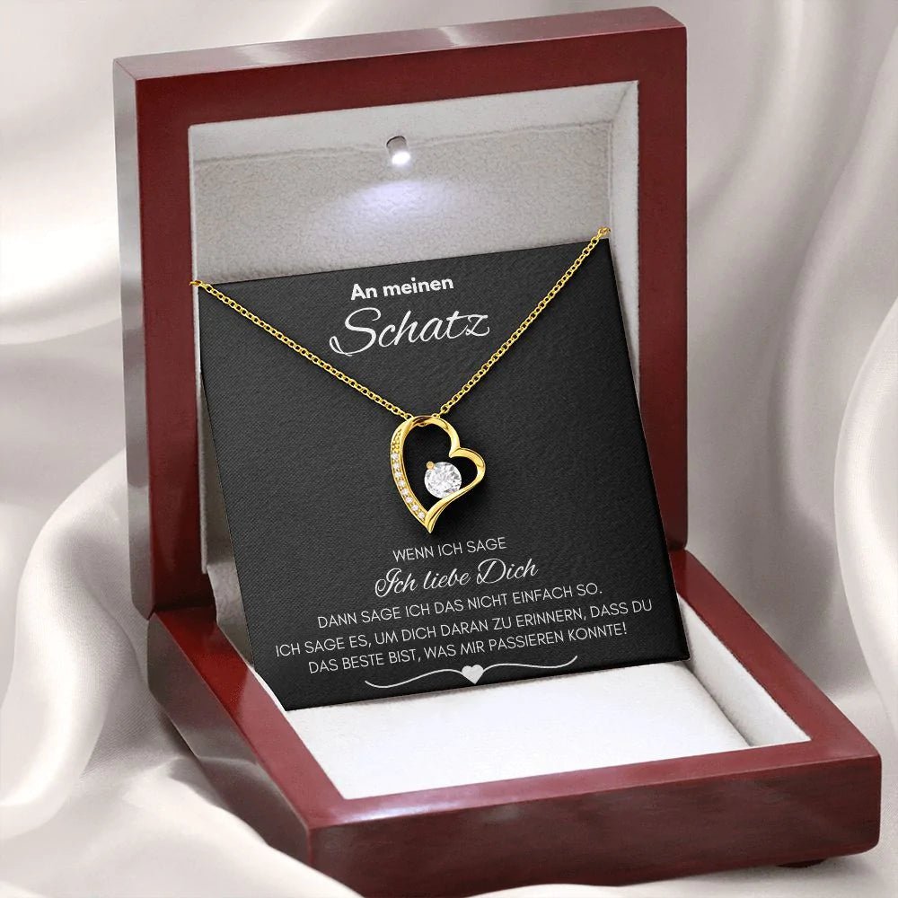 14k Weißgold Liebes-Halskette - An meinen Schatz - paviyo