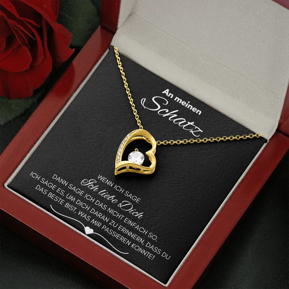 14k Weißgold Liebes-Halskette - An meinen Schatz - paviyo